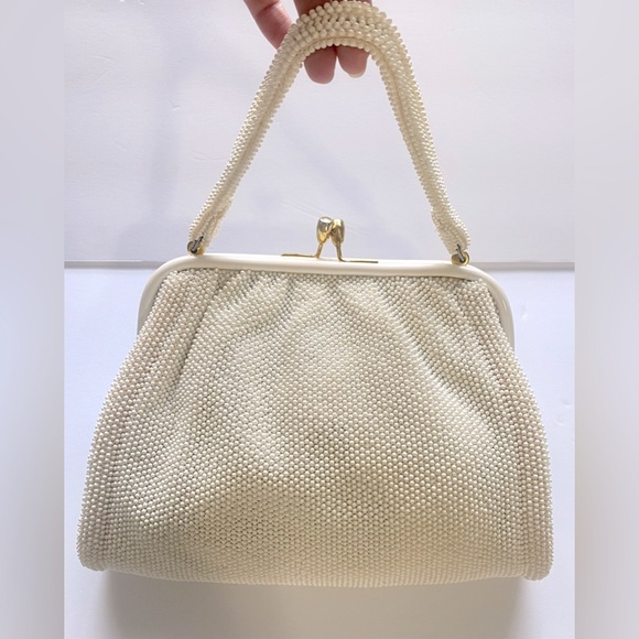 Vintage White cream Beaded Handbag - Picture 2 of 10